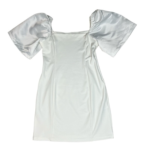 AEL Amy Enjoy Life White Square Neck Short Puff Sleeves Elegant Dress Size L - Picture 8 of 16